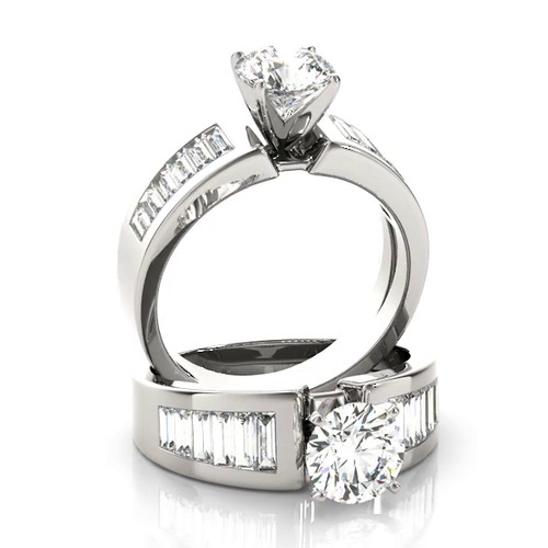 360 degree view of Gina Channel Set Baguette Diamond Engagement Ring