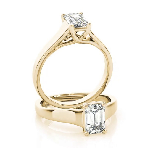 360 degree view of Nevada Emerald Cut Solitaire Engagement Ring