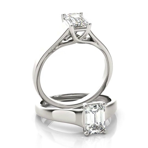 360 degree view of Nevada Emerald Cut Solitaire Engagement Ring