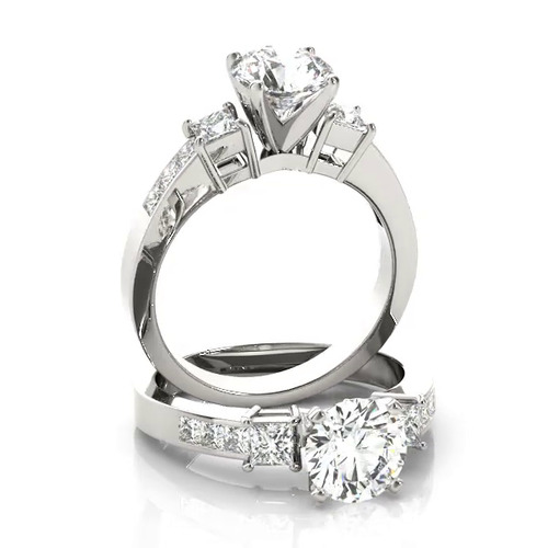 360 degree view of Angel Three Stone Engagement Ring