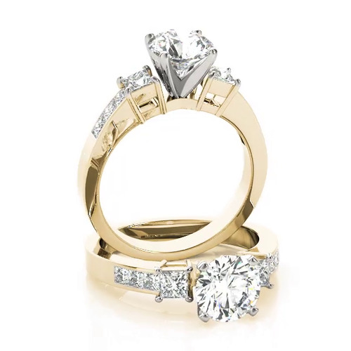 360 degree view of Angel Three Stone Engagement Ring