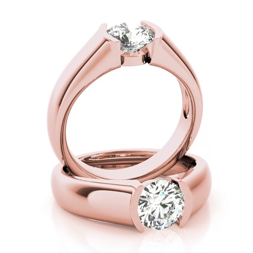 360 degree view of Geneva Half Bezel Solitaire Engagement Ring