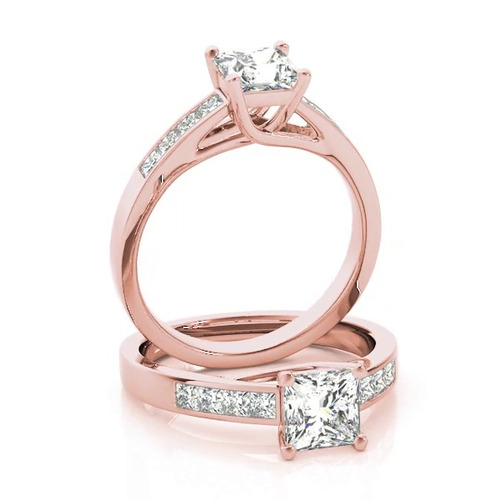 360 degree view of Sicily Princess Cut Engagement Ring With Channel Set Diamonds