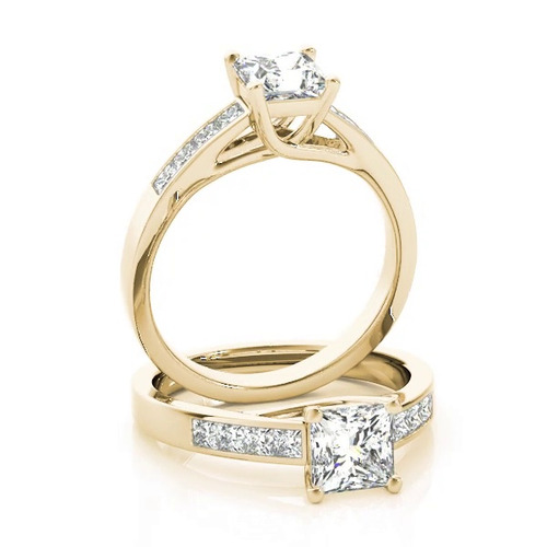 360 degree view of Sicily Princess Cut Engagement Ring With Channel Set Diamonds