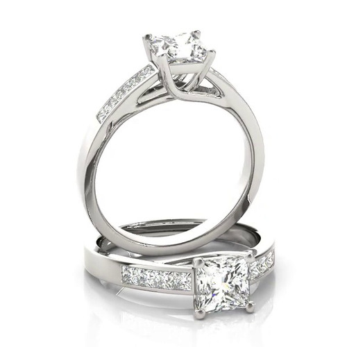 360 degree view of Sicily Princess Cut Engagement Ring With Channel Set Diamonds