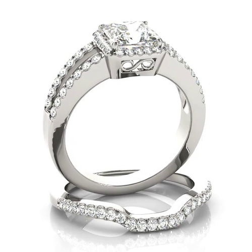 360 degree view of Elliana Halo Engagement Ring