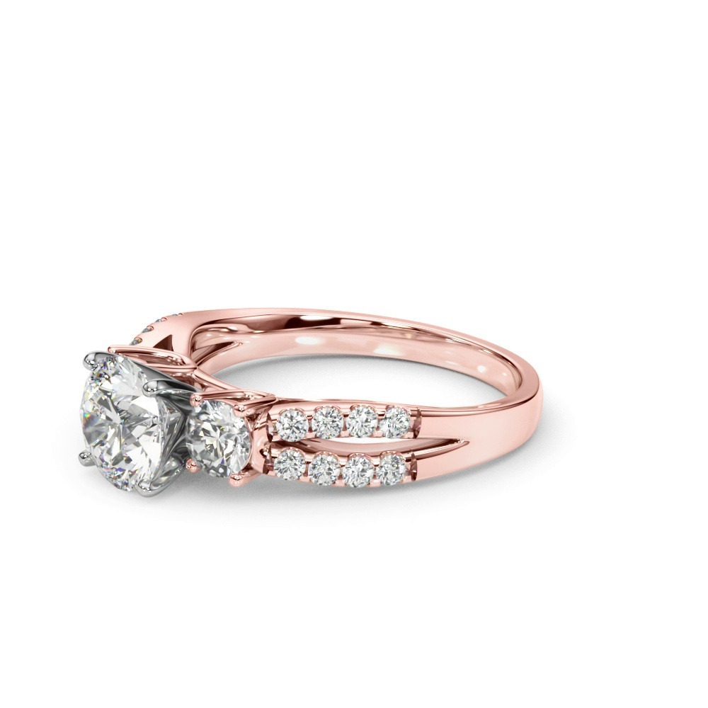 360 degree view of Rosella Three Stone Lab Engagement Ring