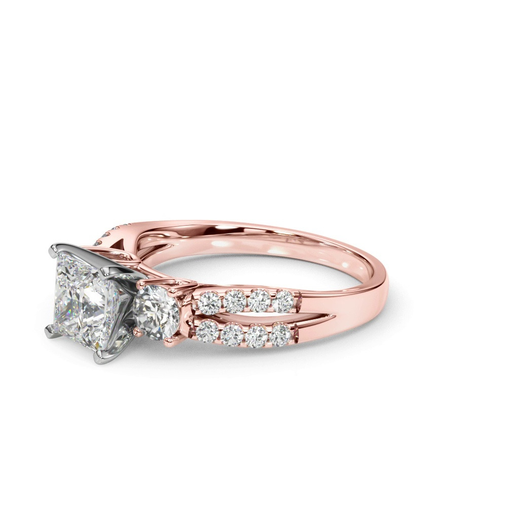360 degree view of Rosella Three Stone Lab Engagement Ring