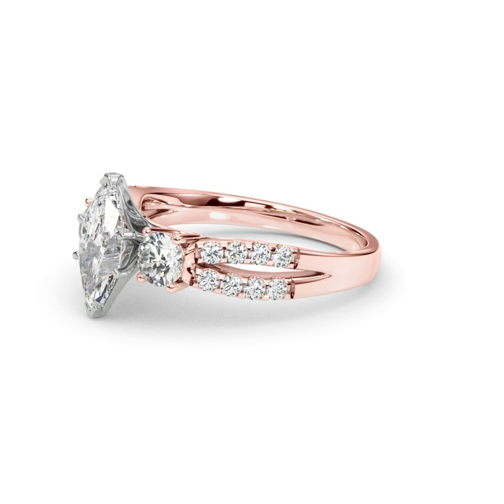 360 degree view of Rosella Three Stone Lab Engagement Ring