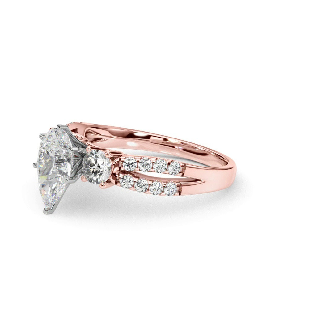 360 degree view of Rosella Three Stone Lab Engagement Ring