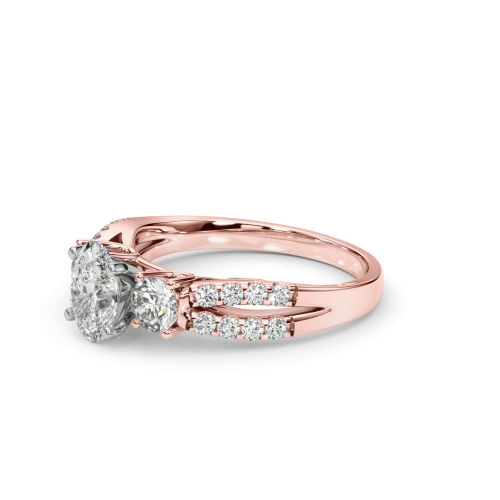 360 degree view of Rosella Three Stone Lab Engagement Ring