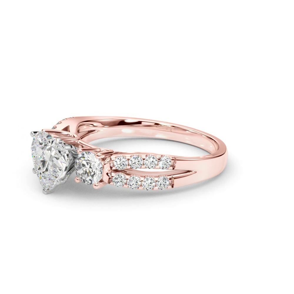 360 degree view of Rosella Three Stone Lab Engagement Ring