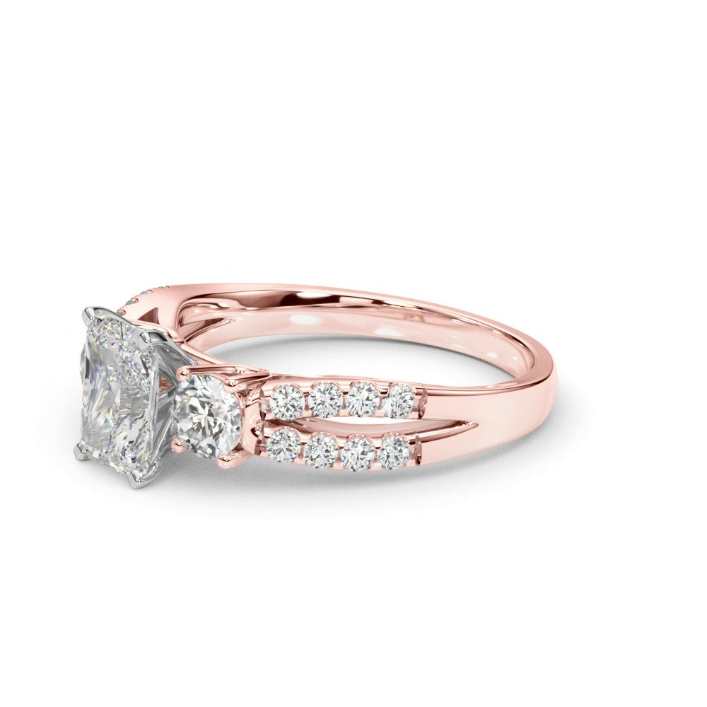 360 degree view of Rosella Three Stone Lab Engagement Ring