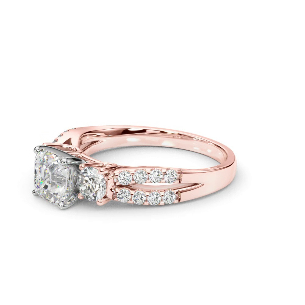 360 degree view of Rosella Three Stone Engagement Ring
