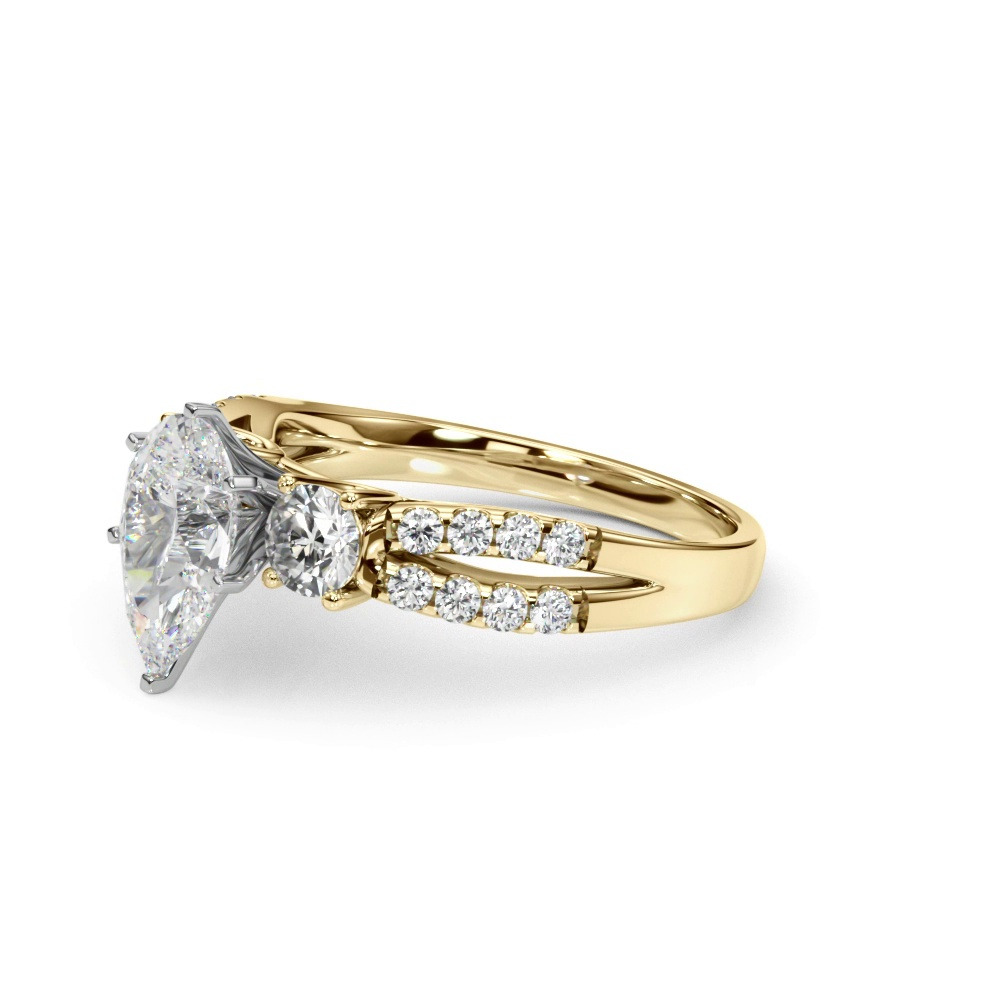 360 degree view of Rosella Three Stone Lab Engagement Ring