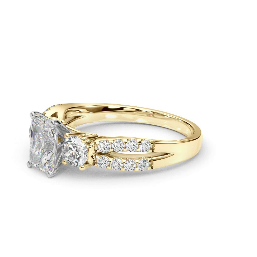 360 degree view of Rosella Three Stone Lab Engagement Ring
