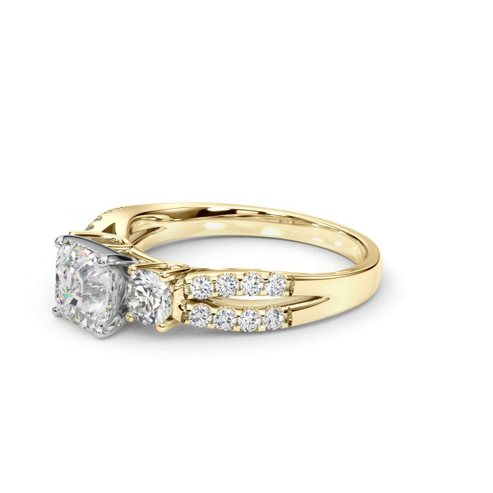 360 degree view of Rosella Three Stone Engagement Ring