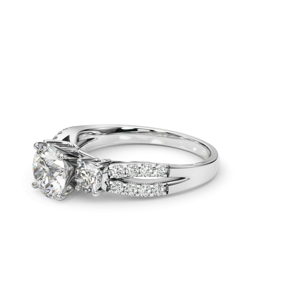 360 degree view of Rosella Three Stone Lab Engagement Ring
