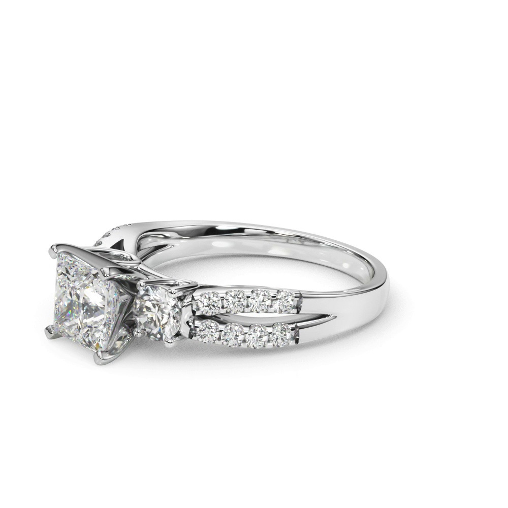 360 degree view of Rosella Three Stone Lab Engagement Ring