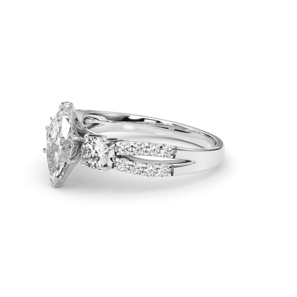 360 degree view of Rosella Three Stone Lab Engagement Ring