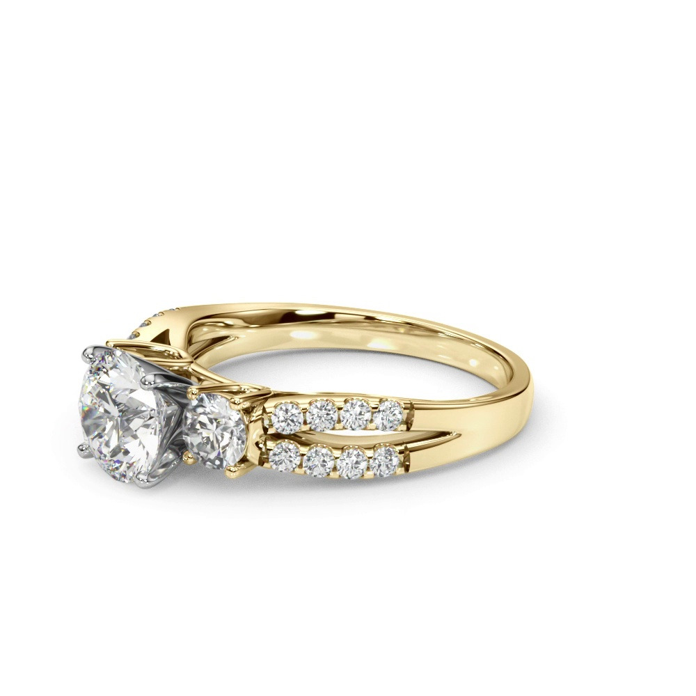 360 degree view of Rosella Three Stone Lab Engagement Ring