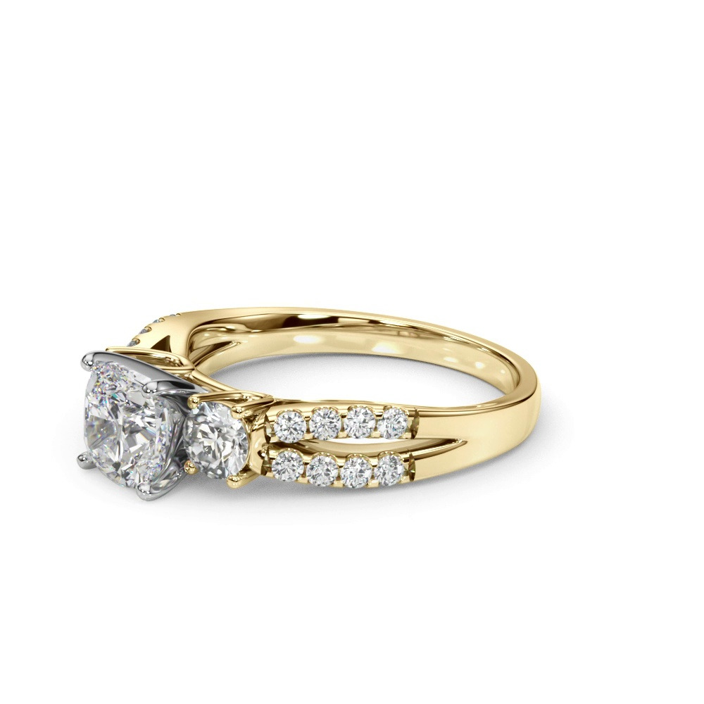 360 degree view of Rosella Three Stone Lab Engagement Ring