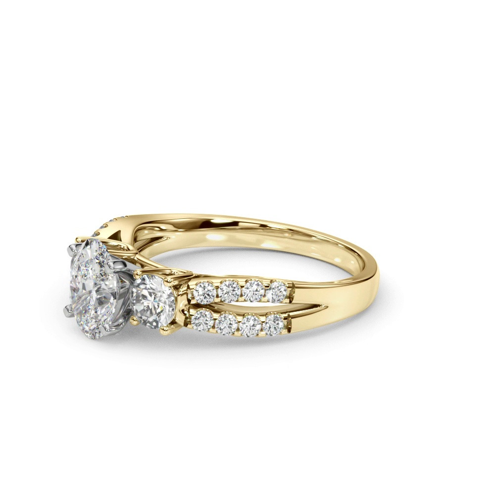 360 degree view of Rosella Three Stone Lab Engagement Ring