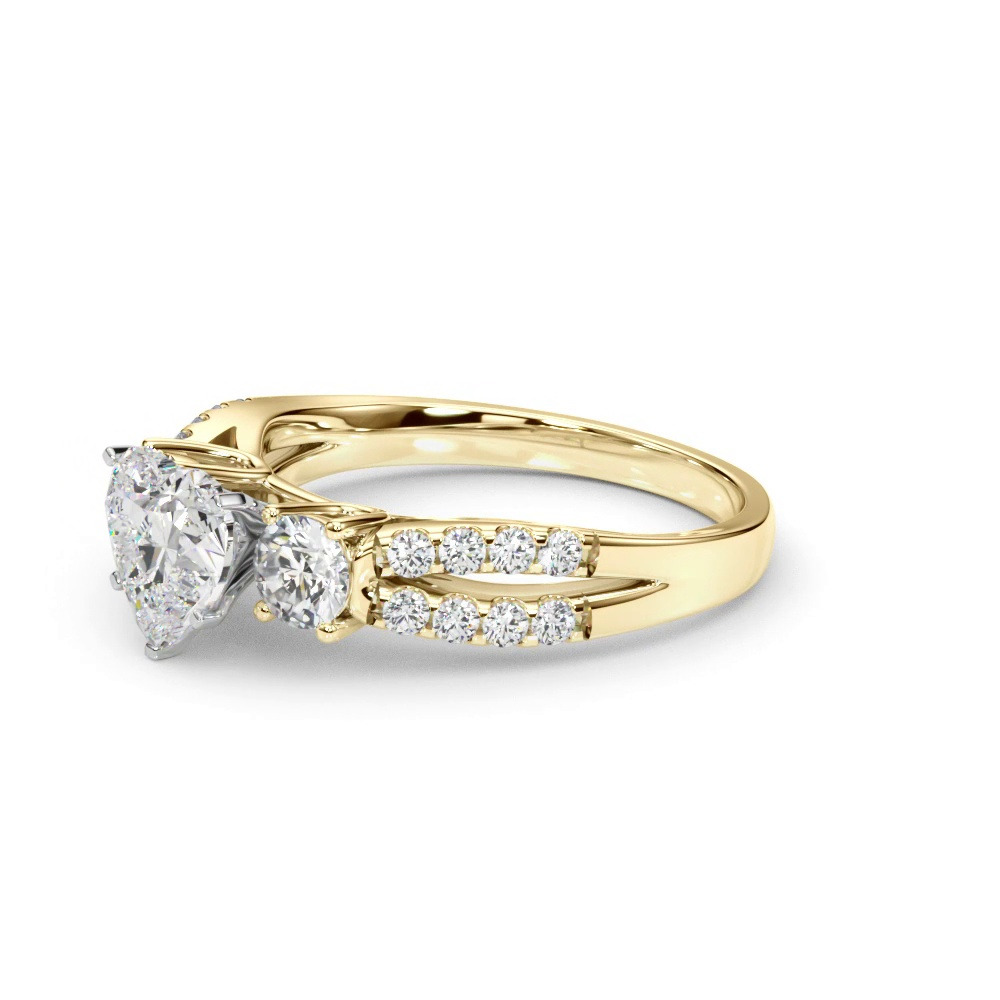 360 degree view of Rosella Three Stone Lab Engagement Ring