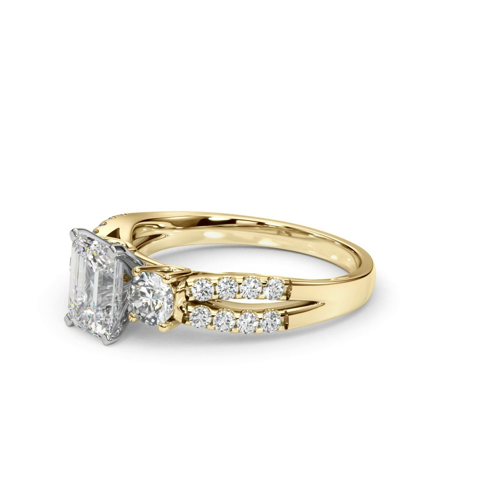 360 degree view of Rosella Three Stone Engagement Ring