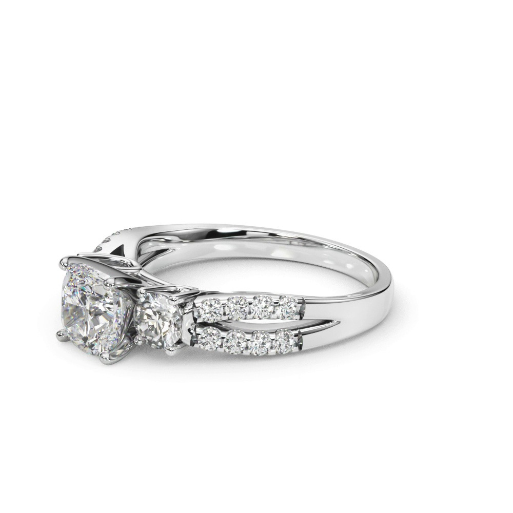 360 degree view of Rosella Three Stone Lab Engagement Ring