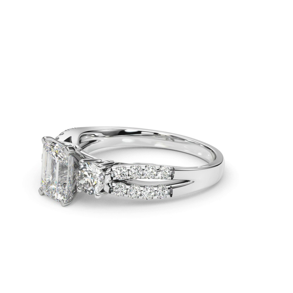 360 degree view of Rosella Three Stone Lab Engagement Ring