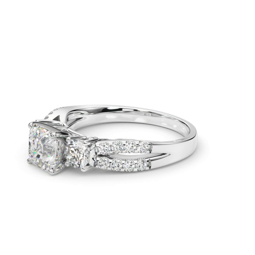 360 degree view of Rosella Three Stone Lab Engagement Ring