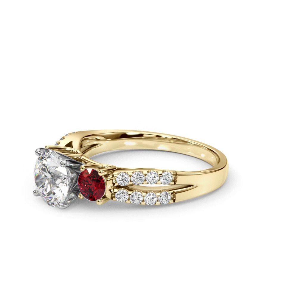 360 degree view of Rosella Three Stone Ruby Engagement Ring