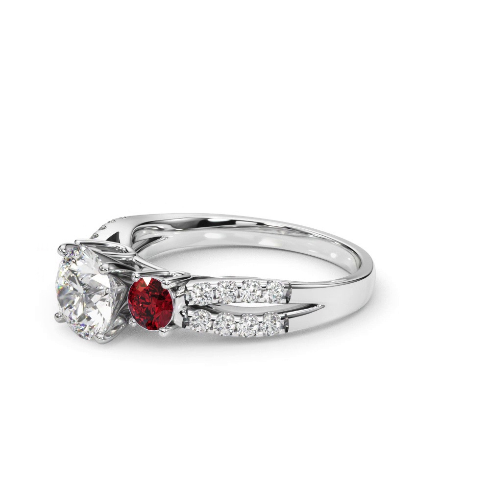 360 degree view of Rosella Three Stone Ruby Engagement Ring