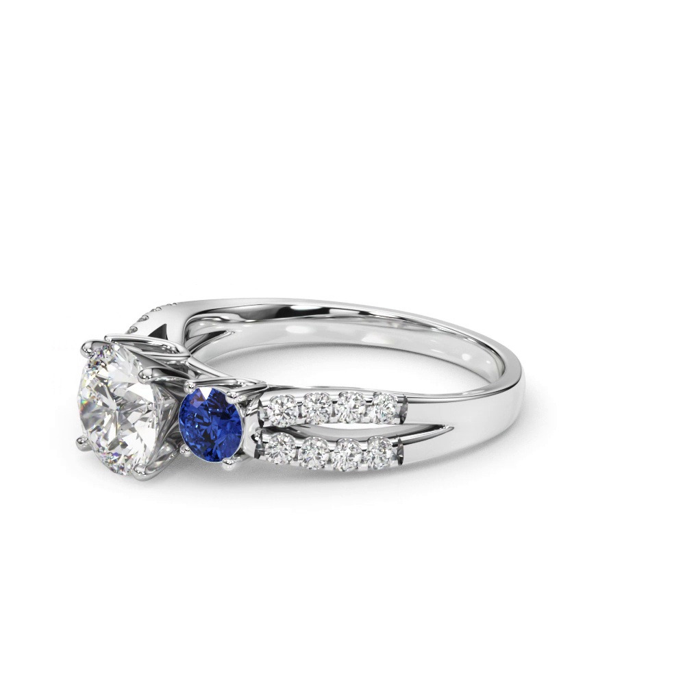 360 degree view of Rosella Three Stone Sapphire Engagement Ring