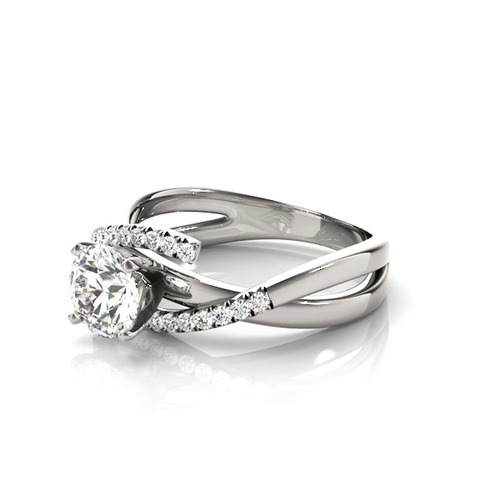 360 degree view of Evora Pavé Diamond Bypass Engagement Ring