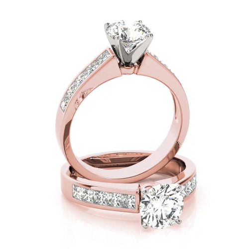 360 degree view of Asta Channel Diamond Engagement Ring With Princess Cuts