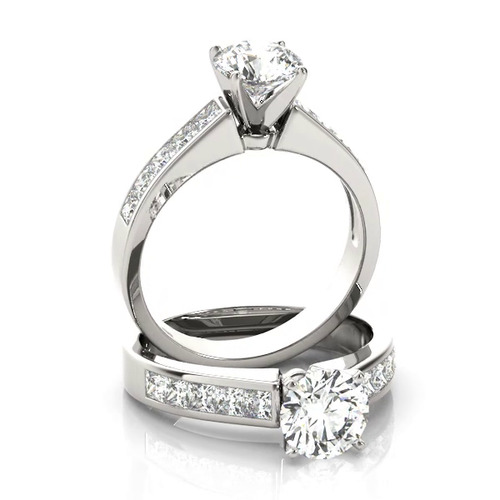 360 degree view of Asta Channel Diamond Engagement Ring With Princess Cuts