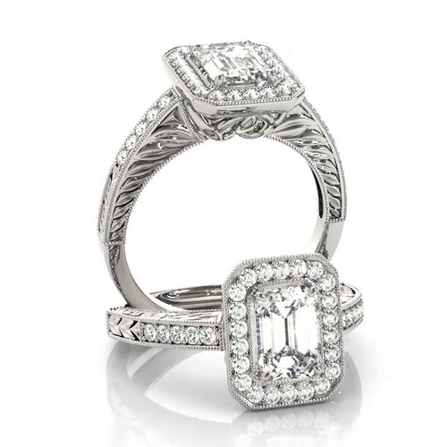 360 degree view of Viola Halo Engagement Ring