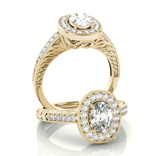 360 degree view of Azalea Halo Engagement Ring