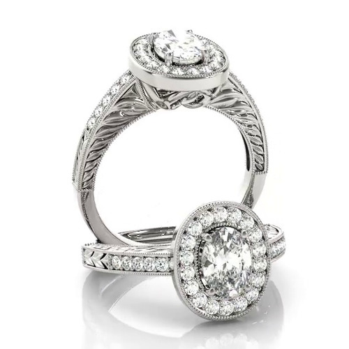 360 degree view of Azalea Halo Engagement Ring