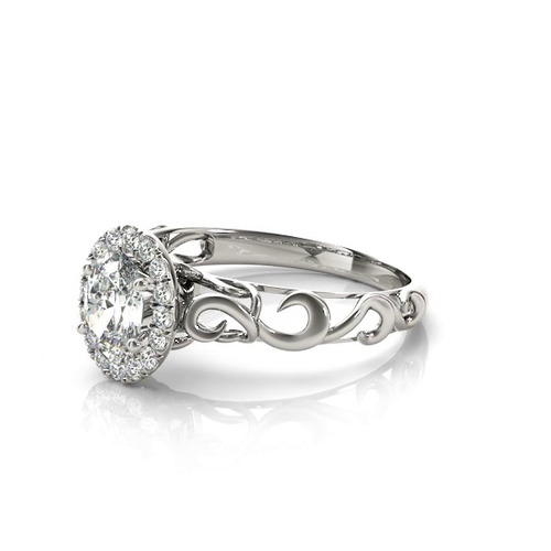 360 degree view of Rya Halo Engagement Ring