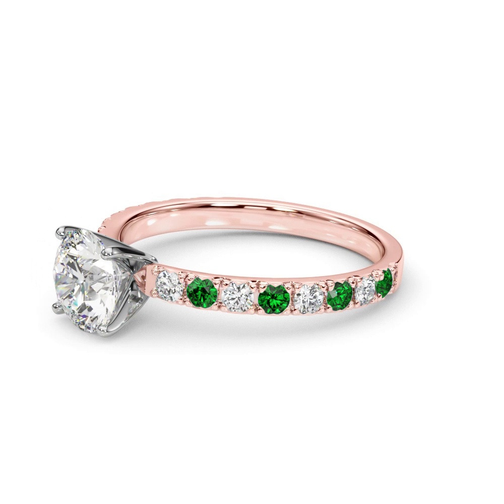 360 degree view of Riley Classic Diamond & Emerald Engagement Ring