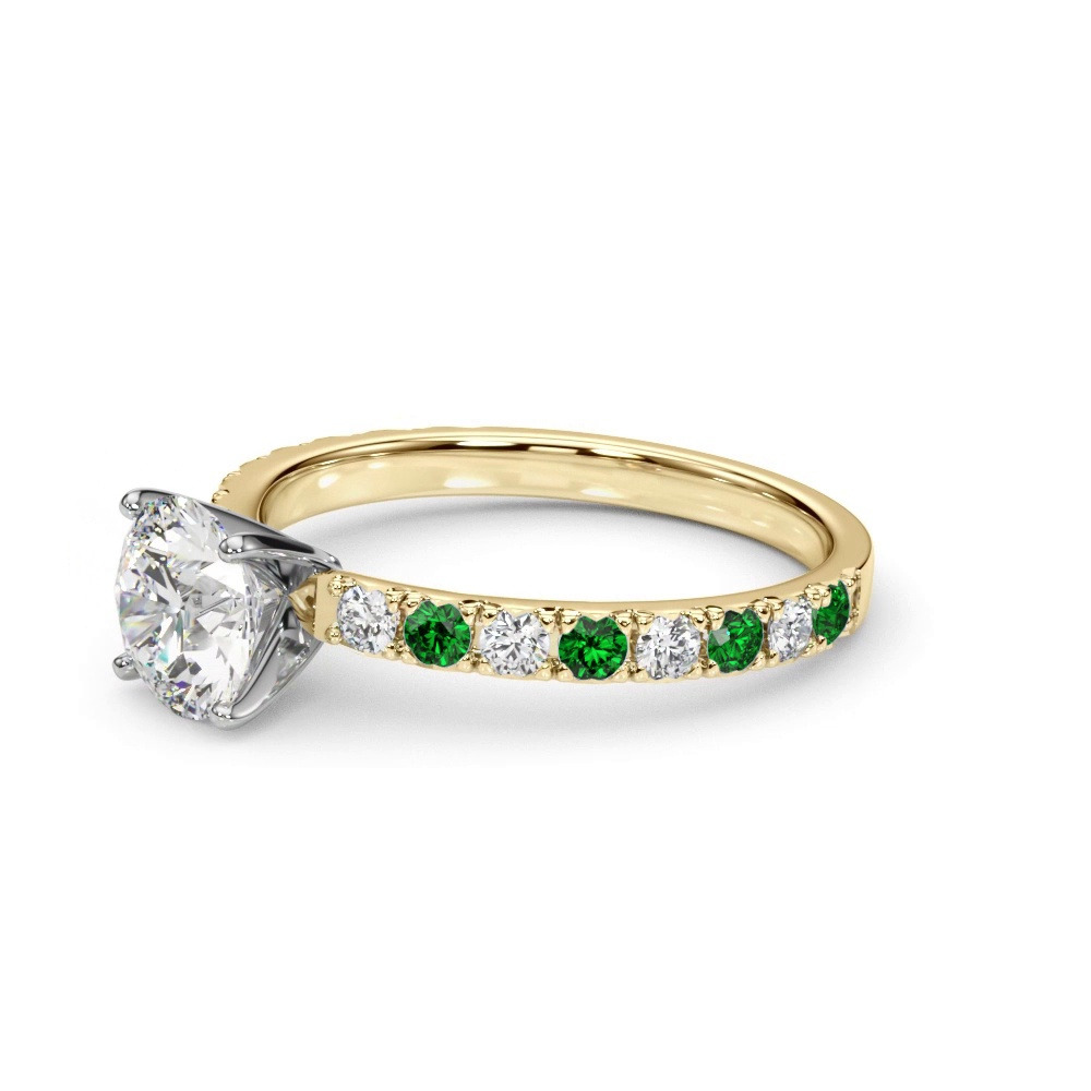 360 degree view of Riley Classic Diamond & Emerald Engagement Ring