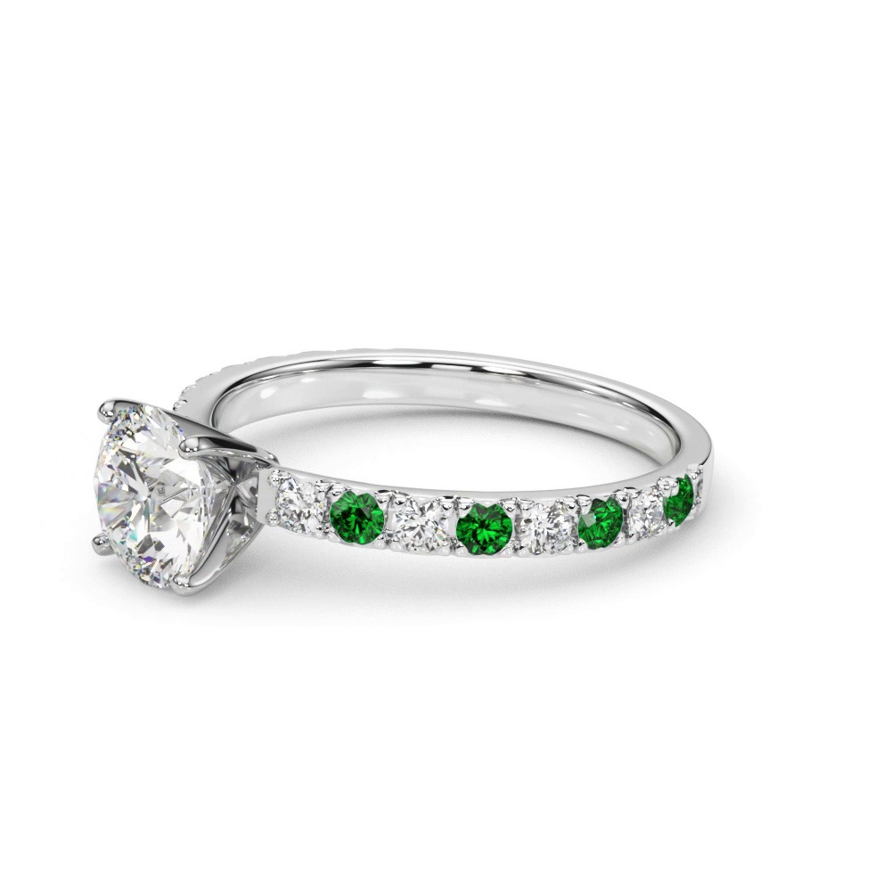 360 degree view of Riley Classic Diamond & Emerald Engagement Ring