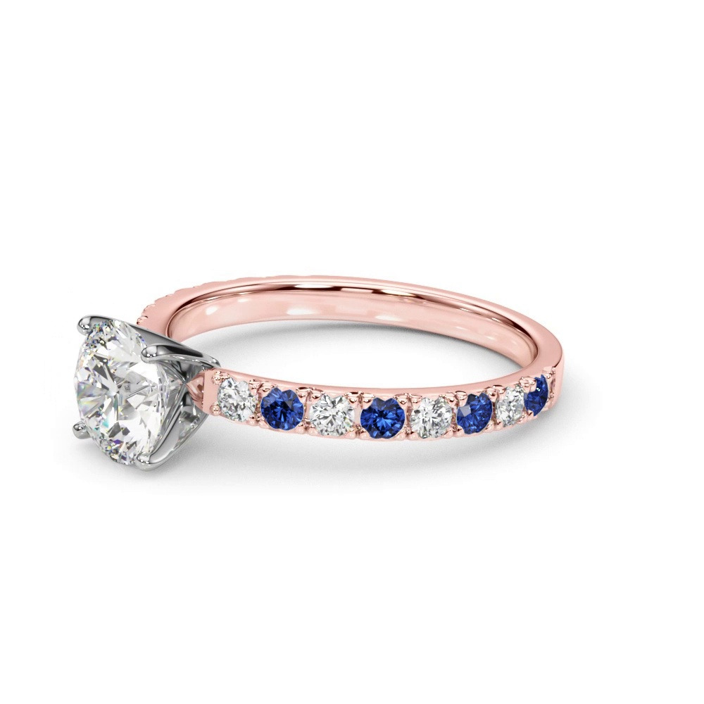 360 degree view of Riley Classic Diamond & Sapphire Engagement Ring