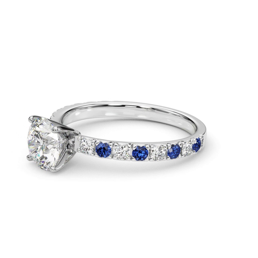 360 degree view of Riley Classic Diamond & Sapphire Engagement Ring