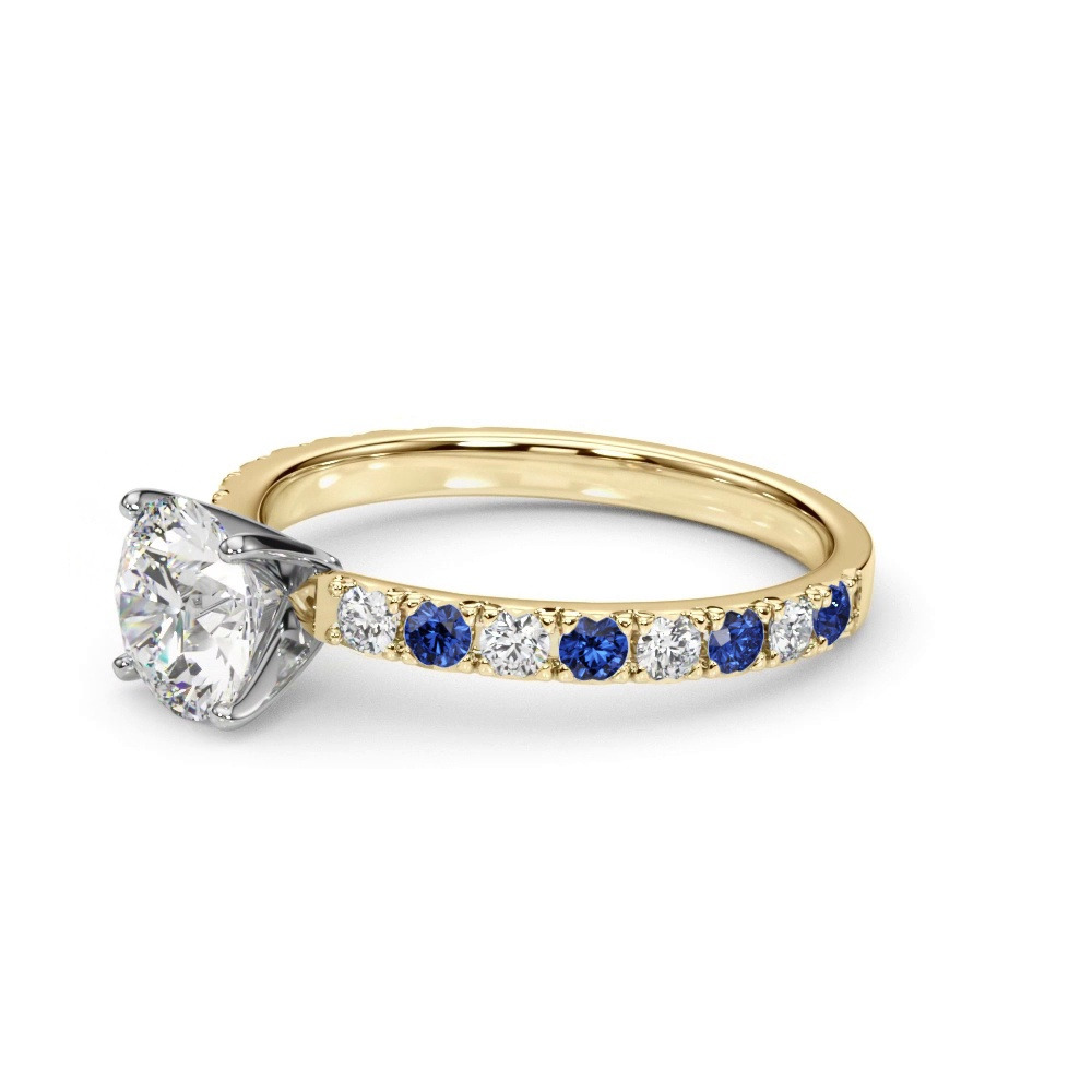 360 degree view of Riley Classic Diamond & Sapphire Engagement Ring