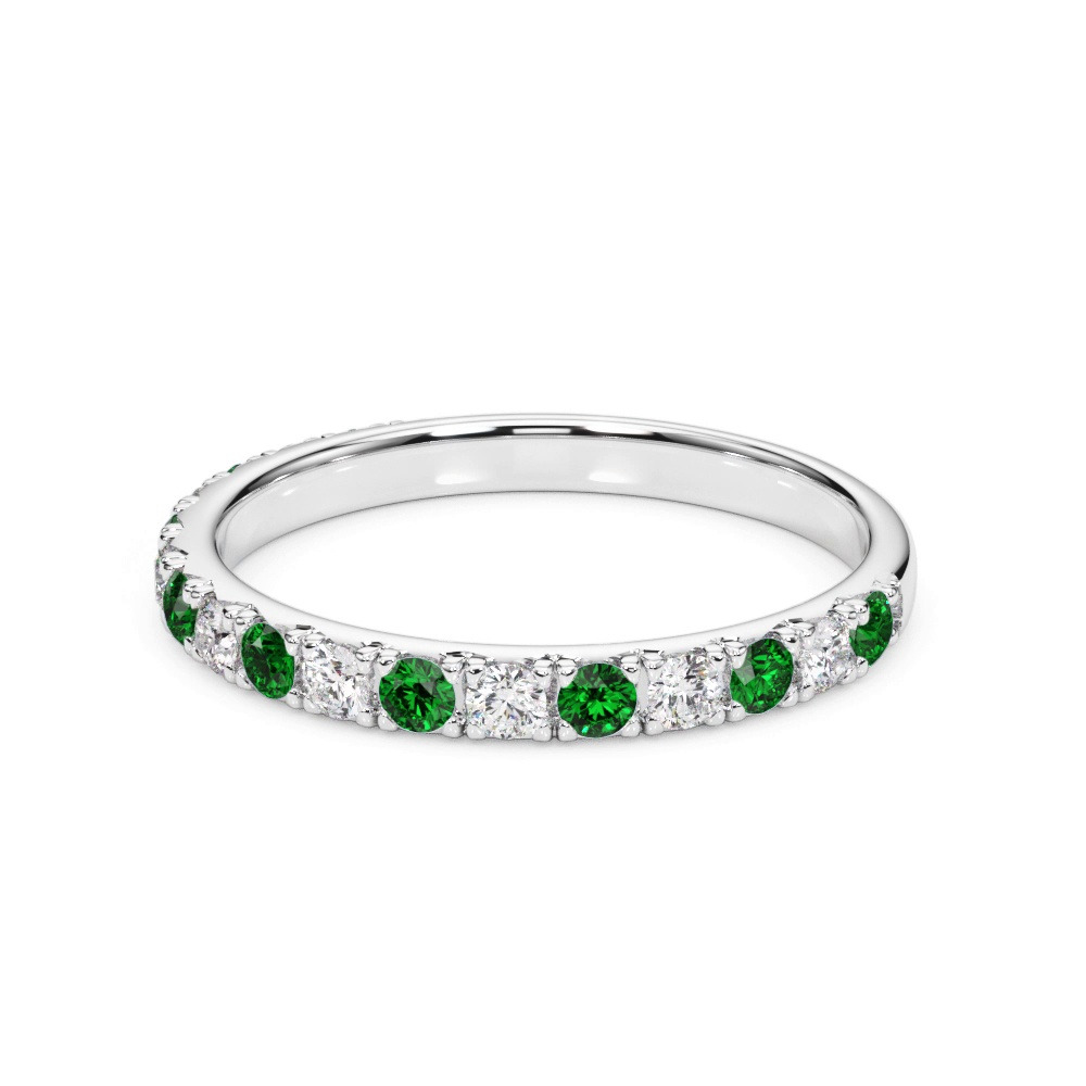 360 degree view of Riley Classic Diamond & Emerald Band