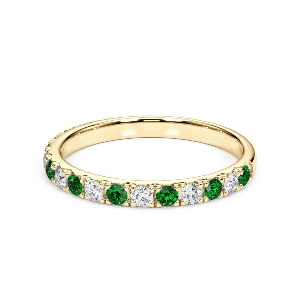 360 degree view of Riley Classic Diamond & Emerald Band